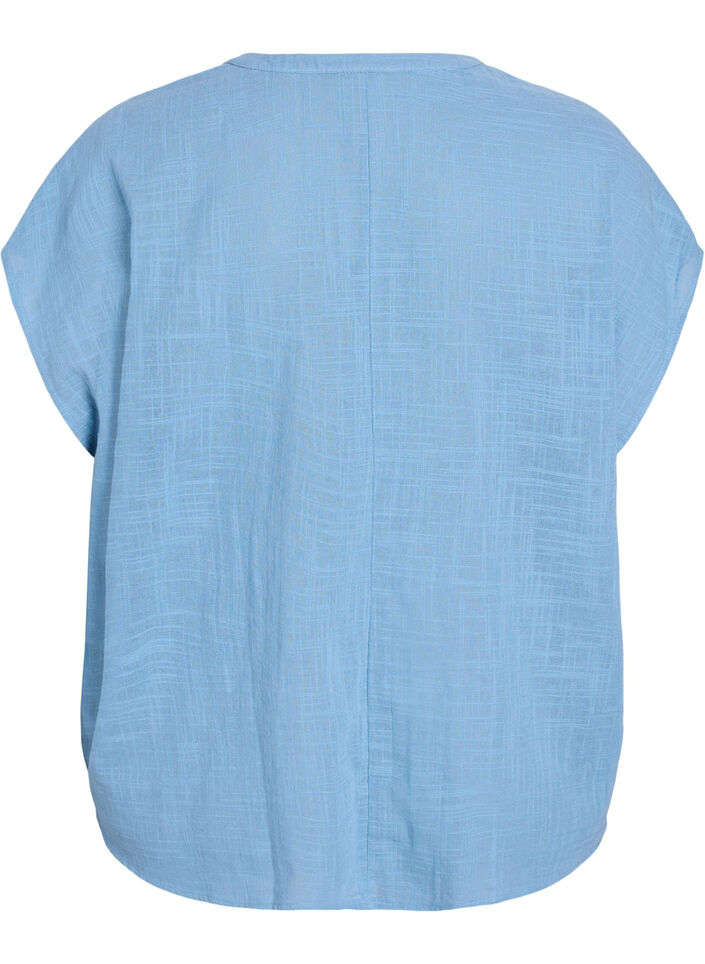 Losse blouse met kapmouwen, Blauw, Packshot image number 1