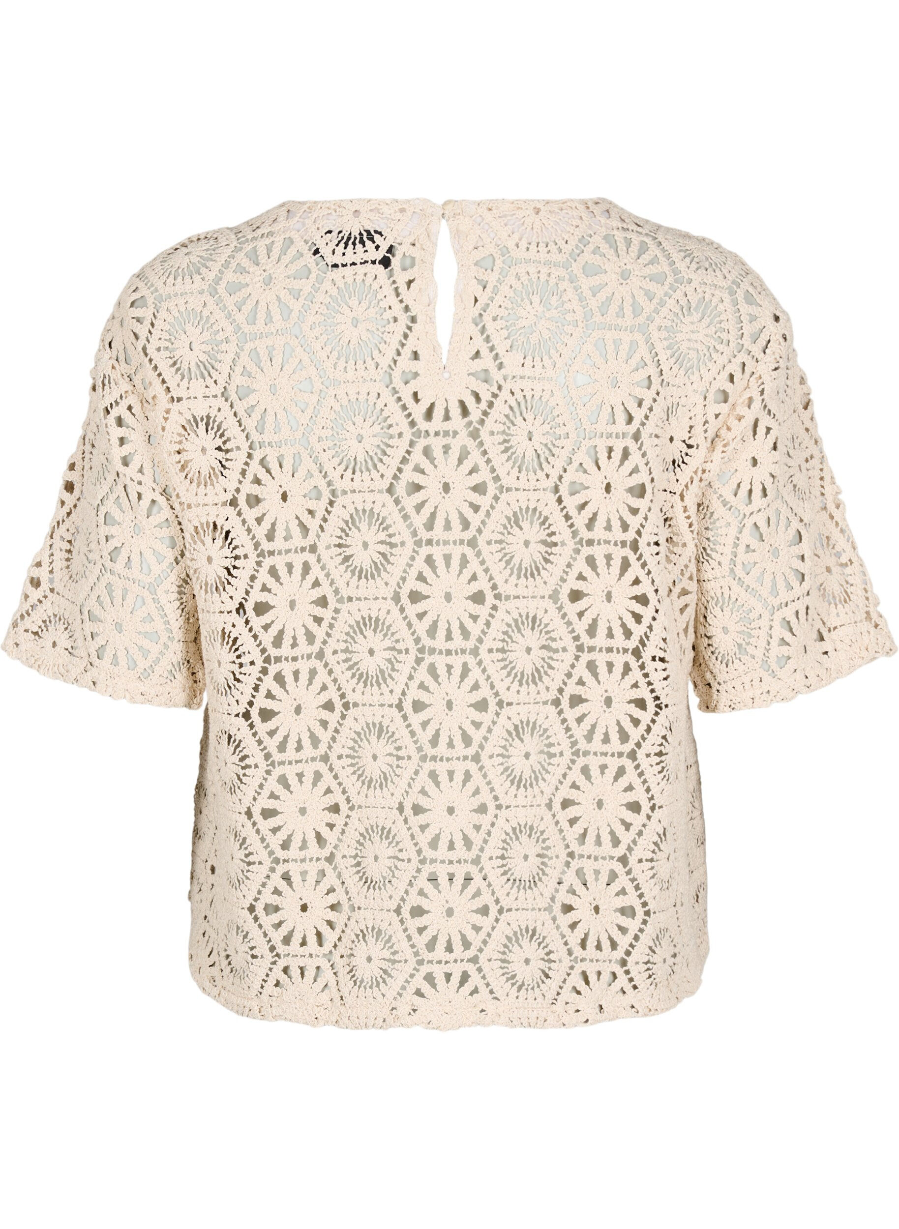 Zizzi Haakblouse met korte mouwen, Beige, Packshot image number 1