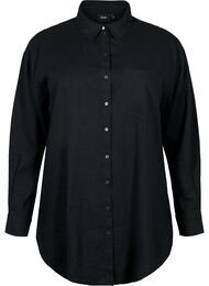 Lange shirt in linnen-viscose blend, Black