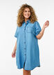 Denim shirtjurk met korte mouwen, Blauw, Model image number 0