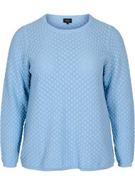 Gebreide blouse met patroon van biologisch katoen, Chambray Blue