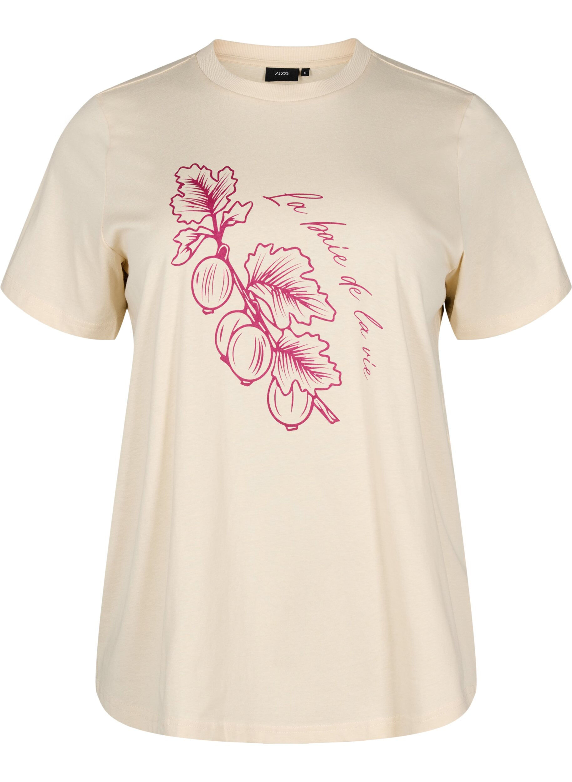 Zizzi Katoenen T-shirt met print, Beige, Packshot image number 0