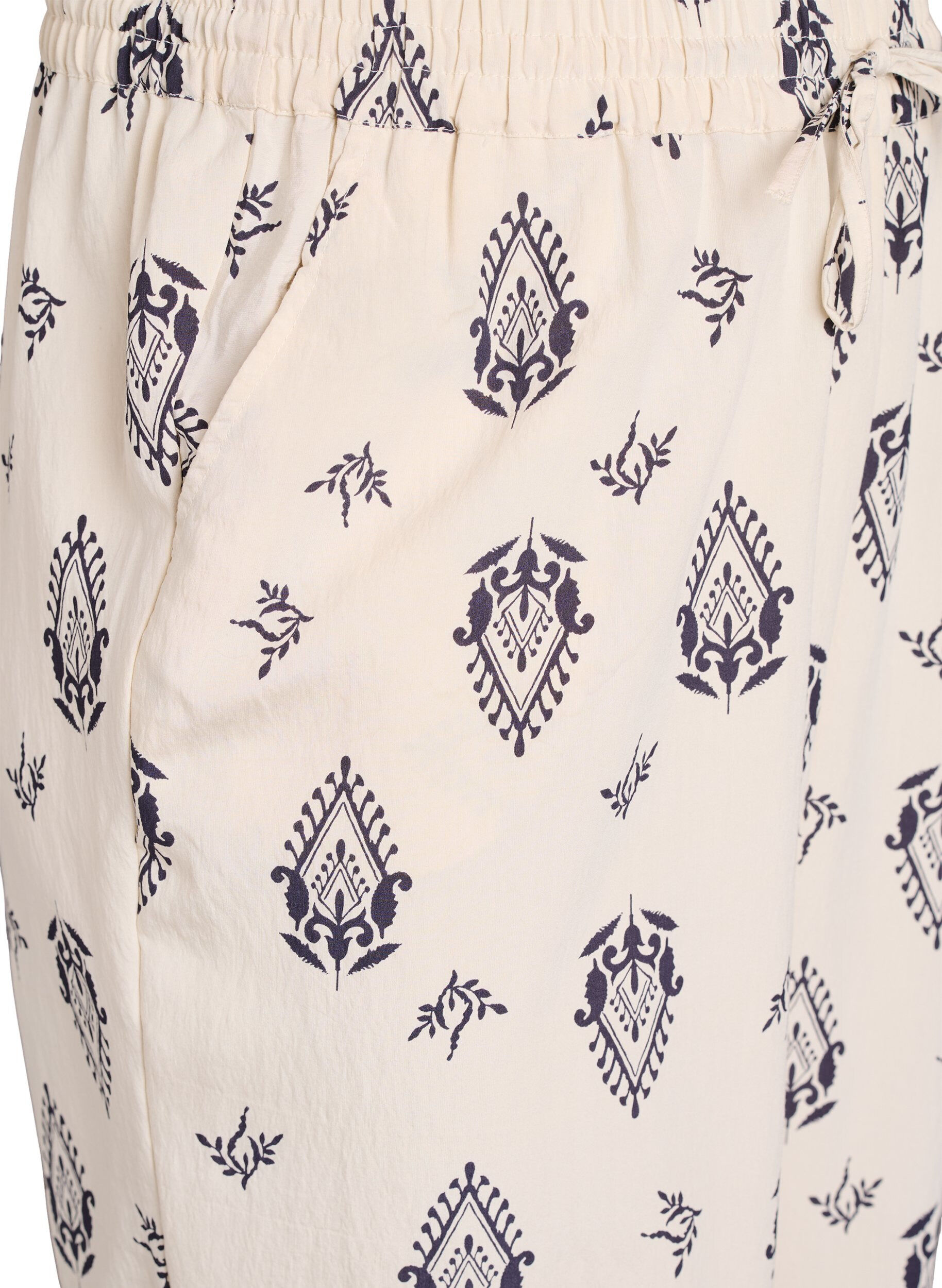 Zizzi Losse broek met print en hoge taille, Beige, Packshot image number 2