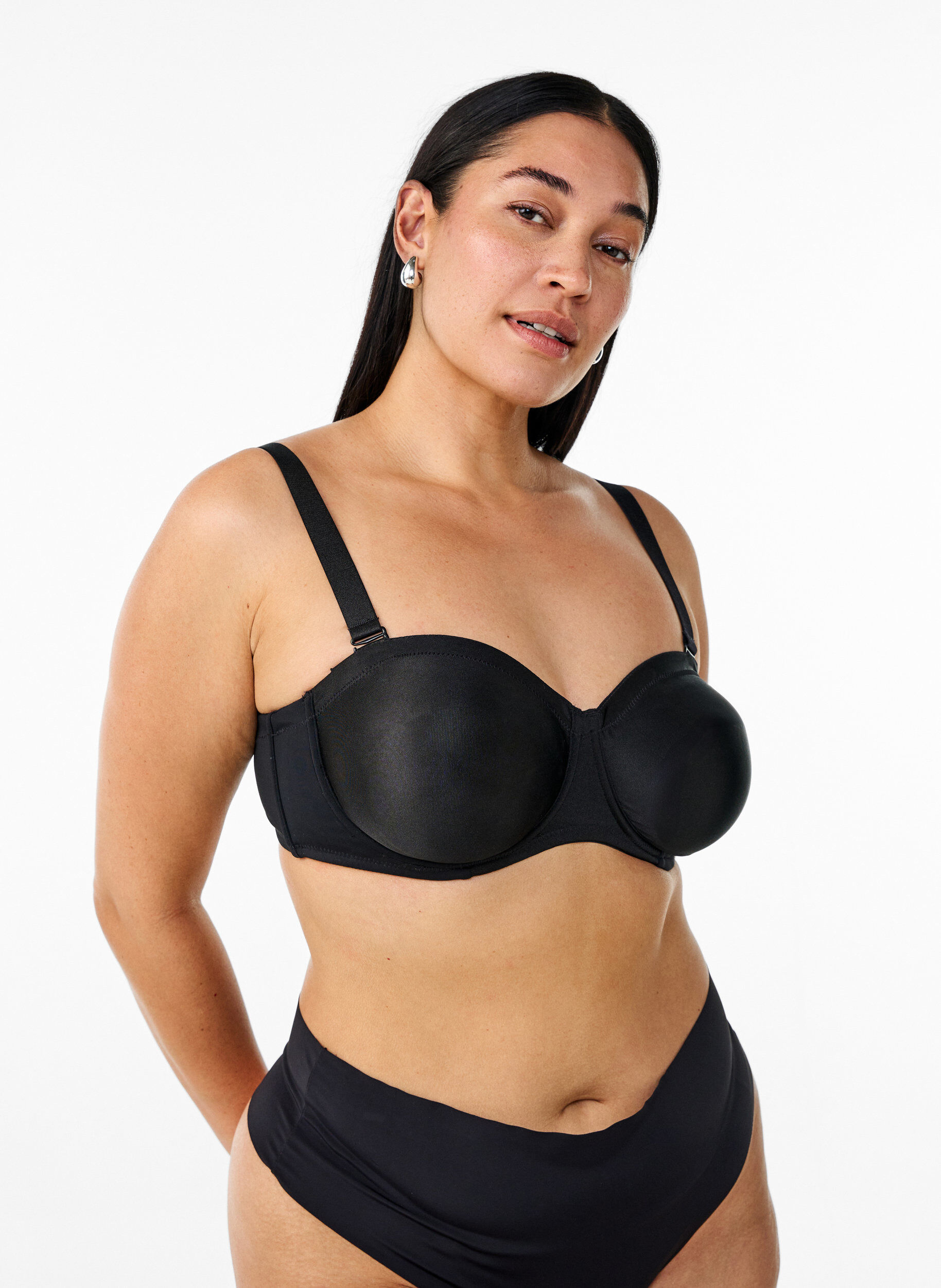 Zizzi Strapless beha met beugel, Zwart, Model image number 0