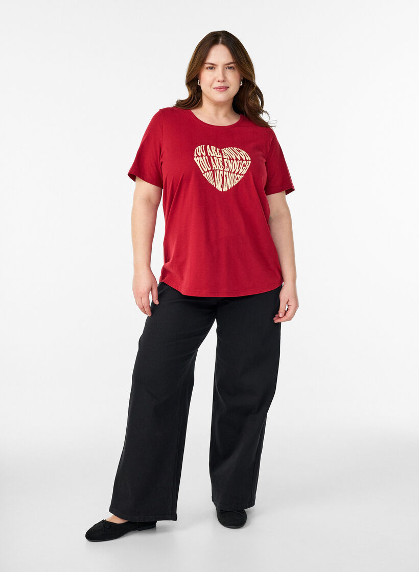 T-shirt met print, Rood, Model image number 1