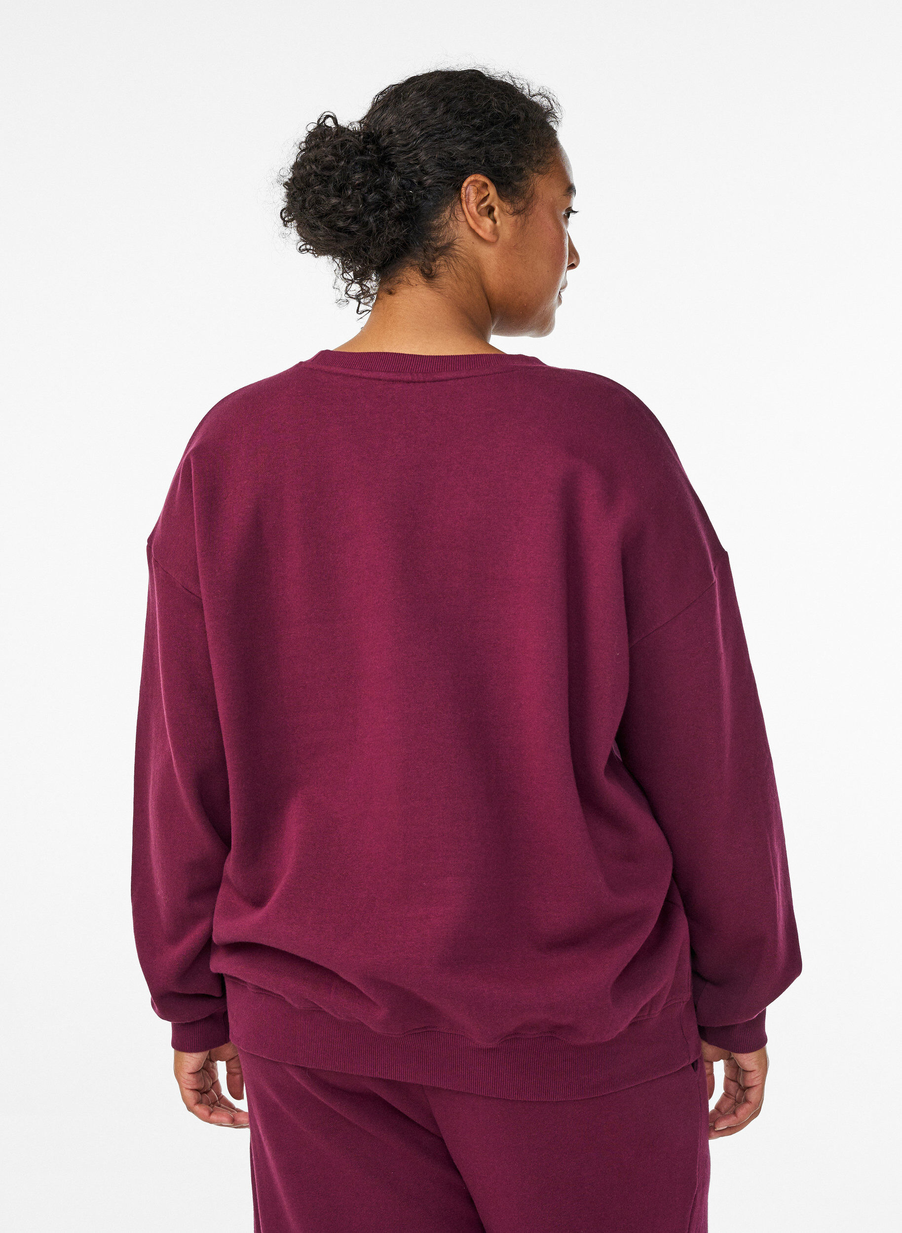 ZizziHet sweatshirt met tekstprint, Donker Bordeaux, Model image number 2