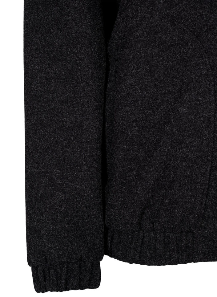 Wol-look bomberjack met zakken, Dark Grey Melange, Packshot image number 3