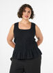 Mouwloze top van katoen en linnen met smock, Zwart, Model image number 0
