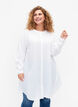 Lang viscose shirt met gestreepte structuur, Bright White, Model image number 0