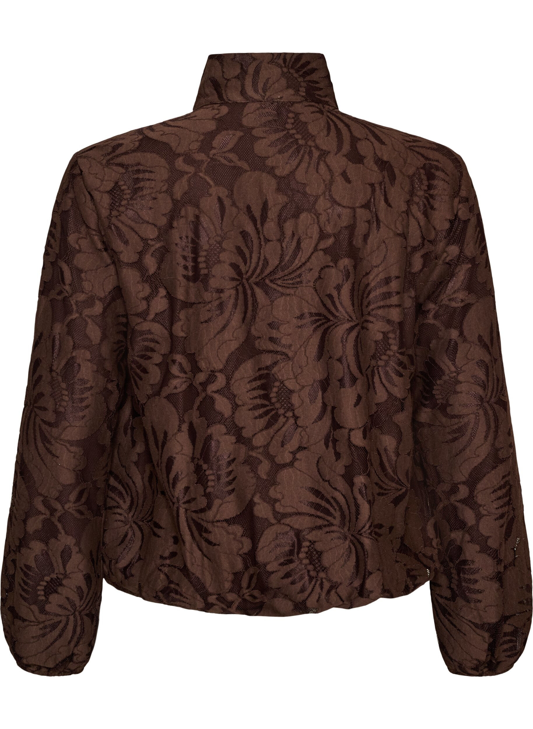 ZizziBomberjack met jacquard bloemenpatroon, Bruin, Packshot image number 1