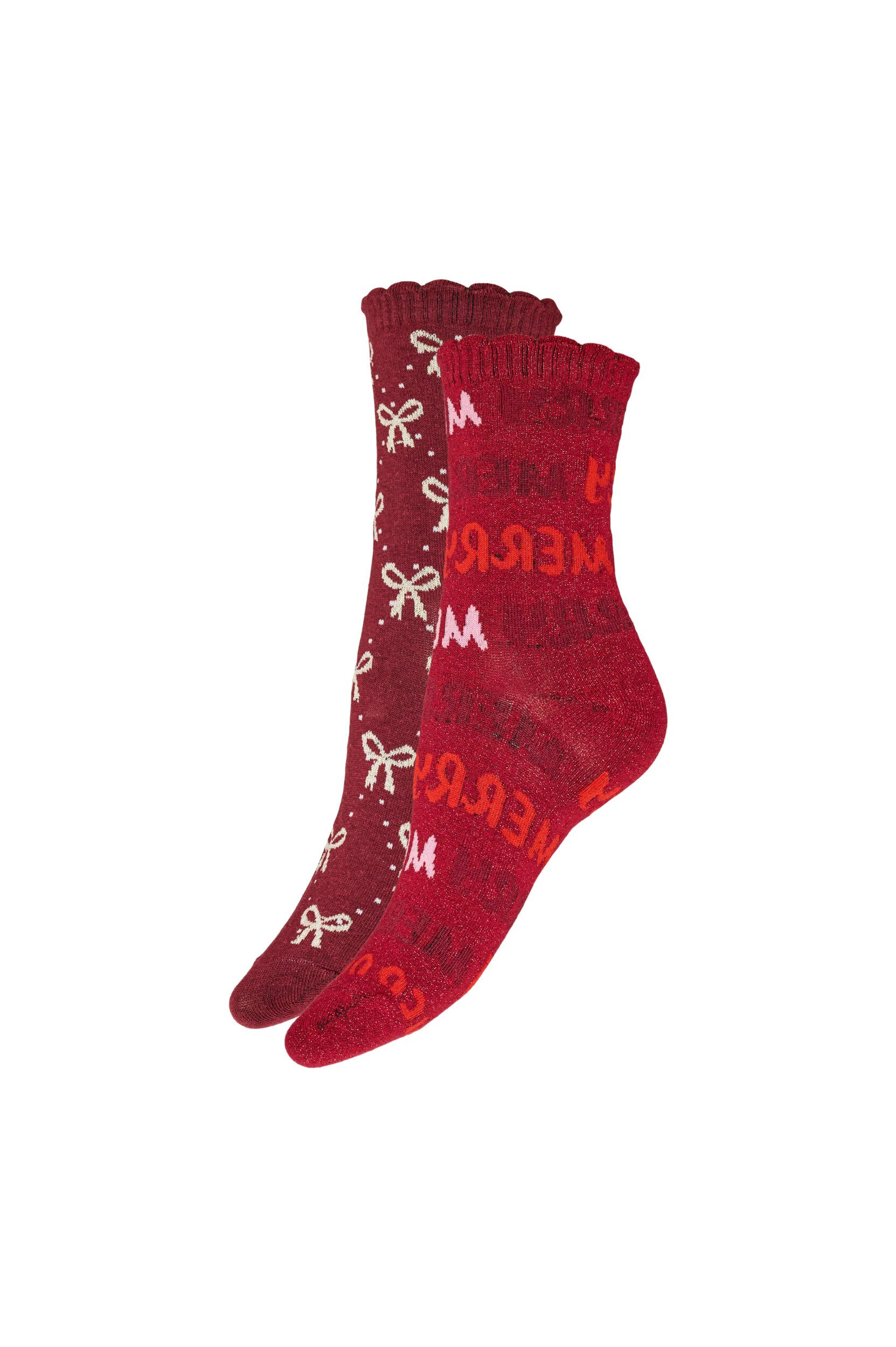 Zizzi2-pack kerstsokken, Rood, Packshot image number 0