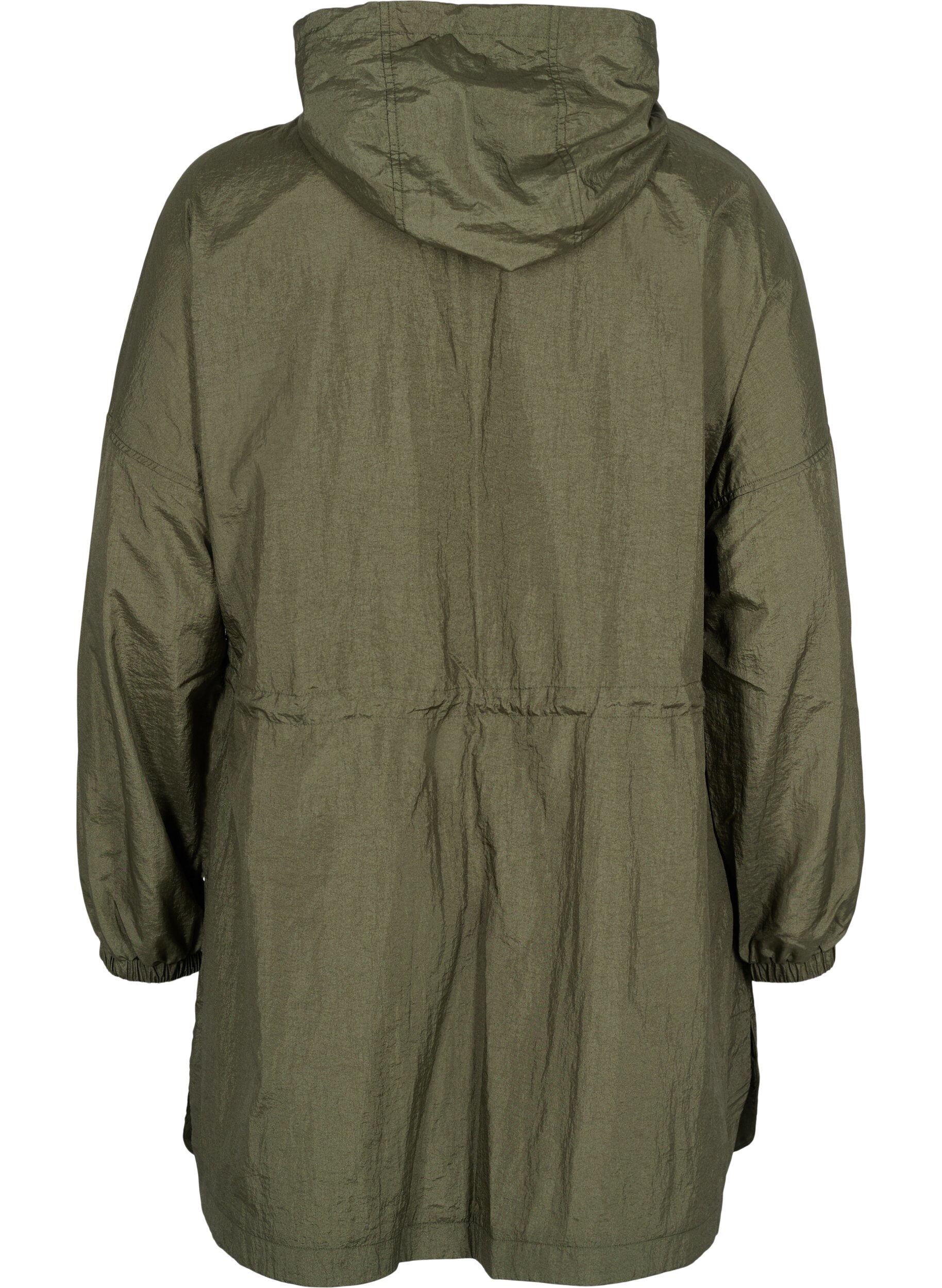 Zizzi Lange anorak met capuchon en zak, Grape Leaf, Packshot image number 1