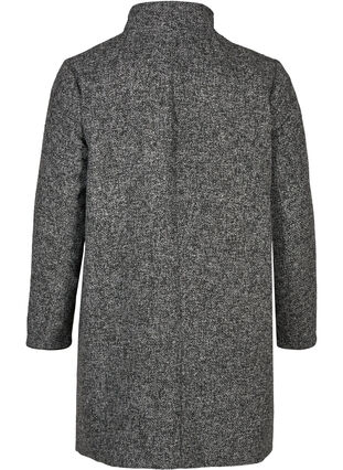 Gemêleerde jas met hoge hals en ritssluiting, Dark Grey Melange, Packshot image number 1