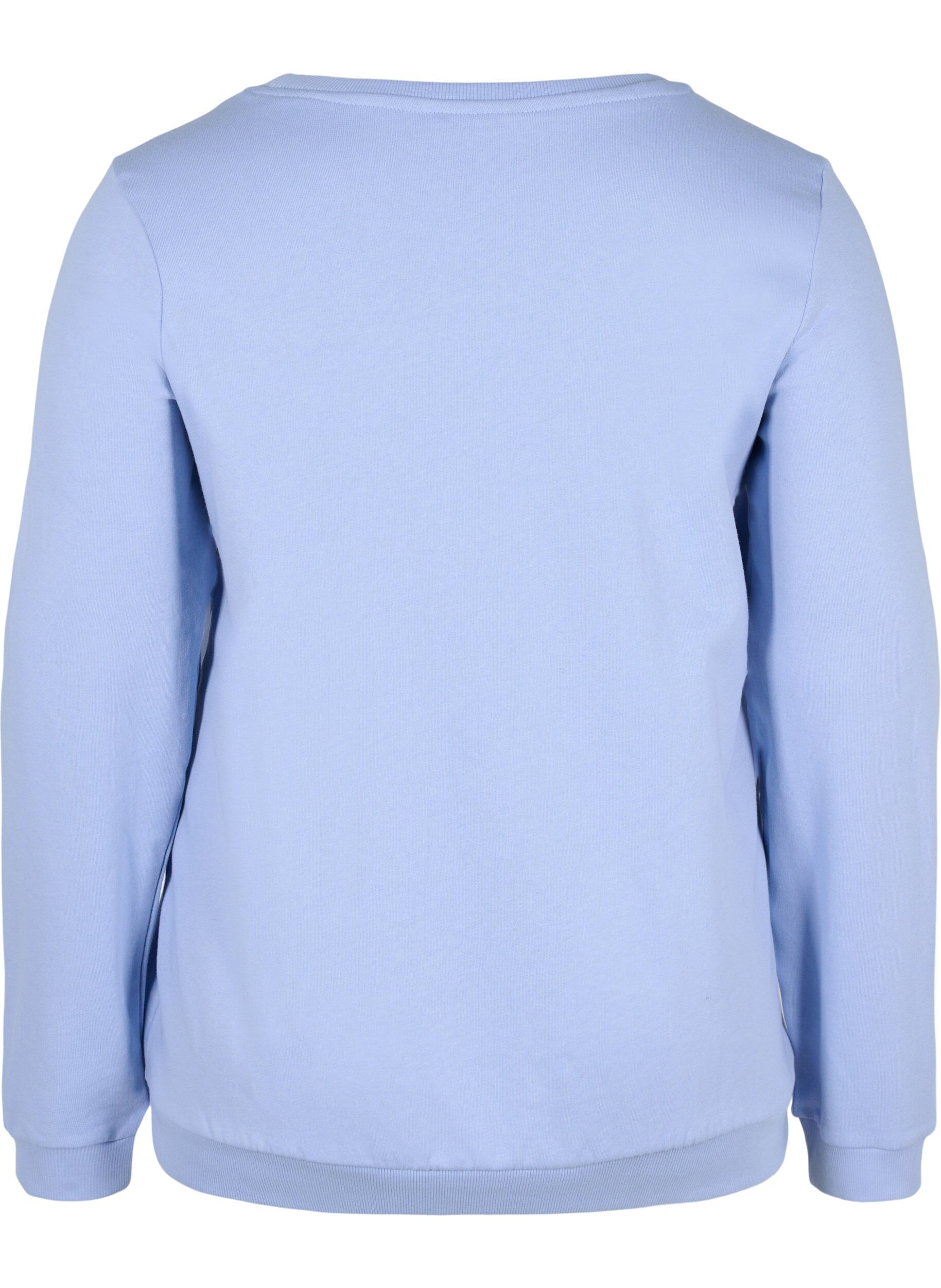 Zizzi Katoenen sweatshirt met tekstprint, Blue Heron, Packshot image number 1