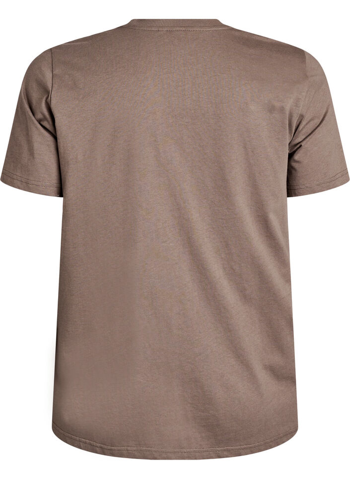 Basic katoenen T-shirt met ronde hals, Bruin, Packshot image number 1