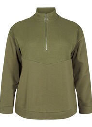 Sweatshirt met gebreide kleding en ritssluiting, Winter Moss