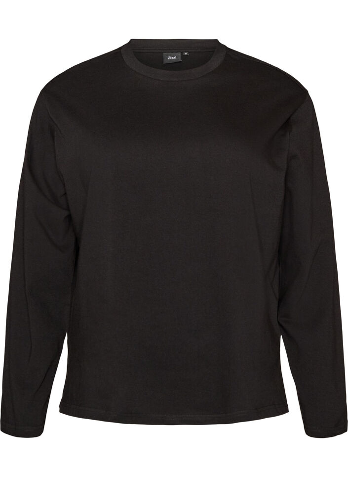 Basic T-shirt met lange mouwen, Zwart, Packshot image number 0