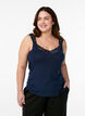 Viscose top met kanten afwerking, Blauw, Model image number 0