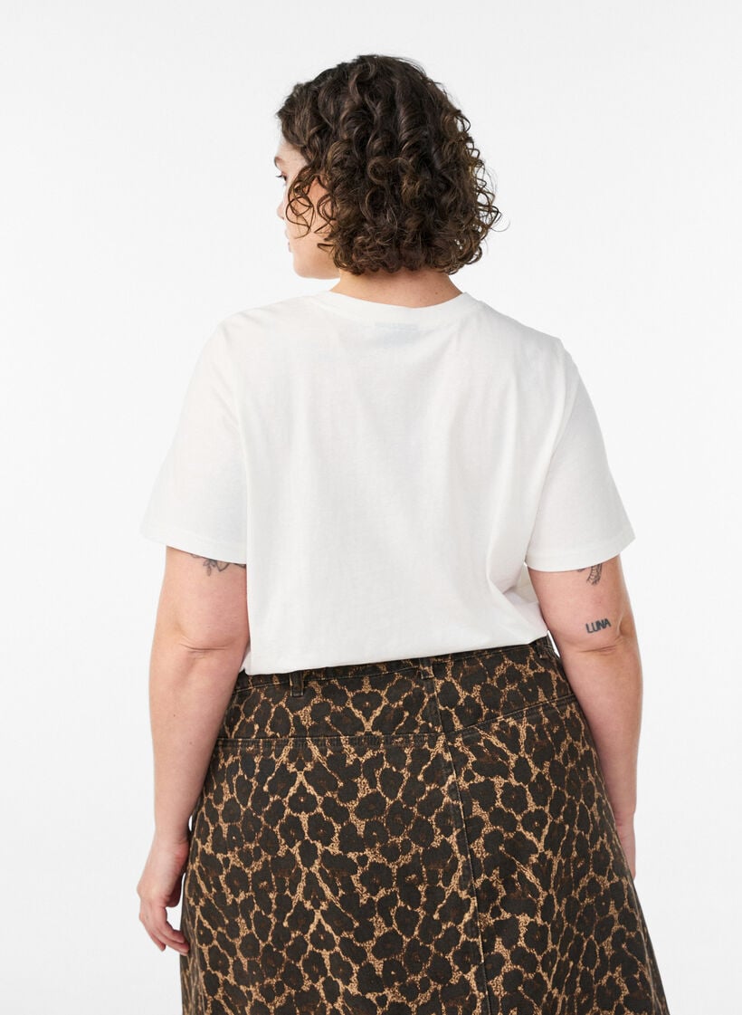 Katoenen T-shirt met print, Wit, Model image number 2