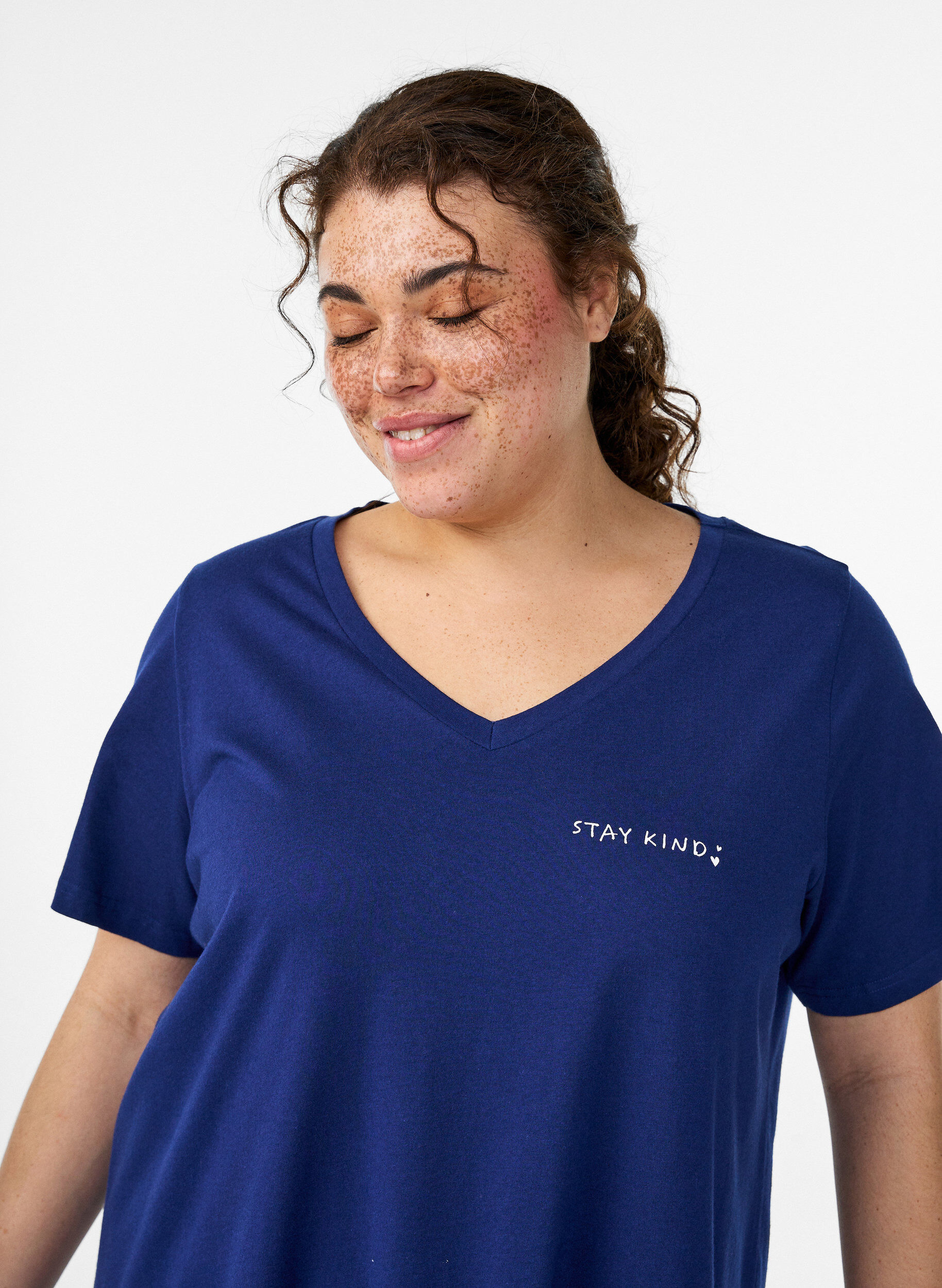 ZizziViscose top met kanten rand, Paars, Model image number 3
