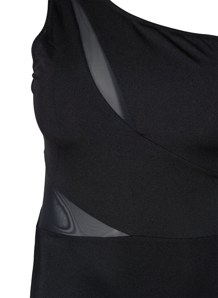 One-shoulder badpak met mesh, Black, Packshot image number 2