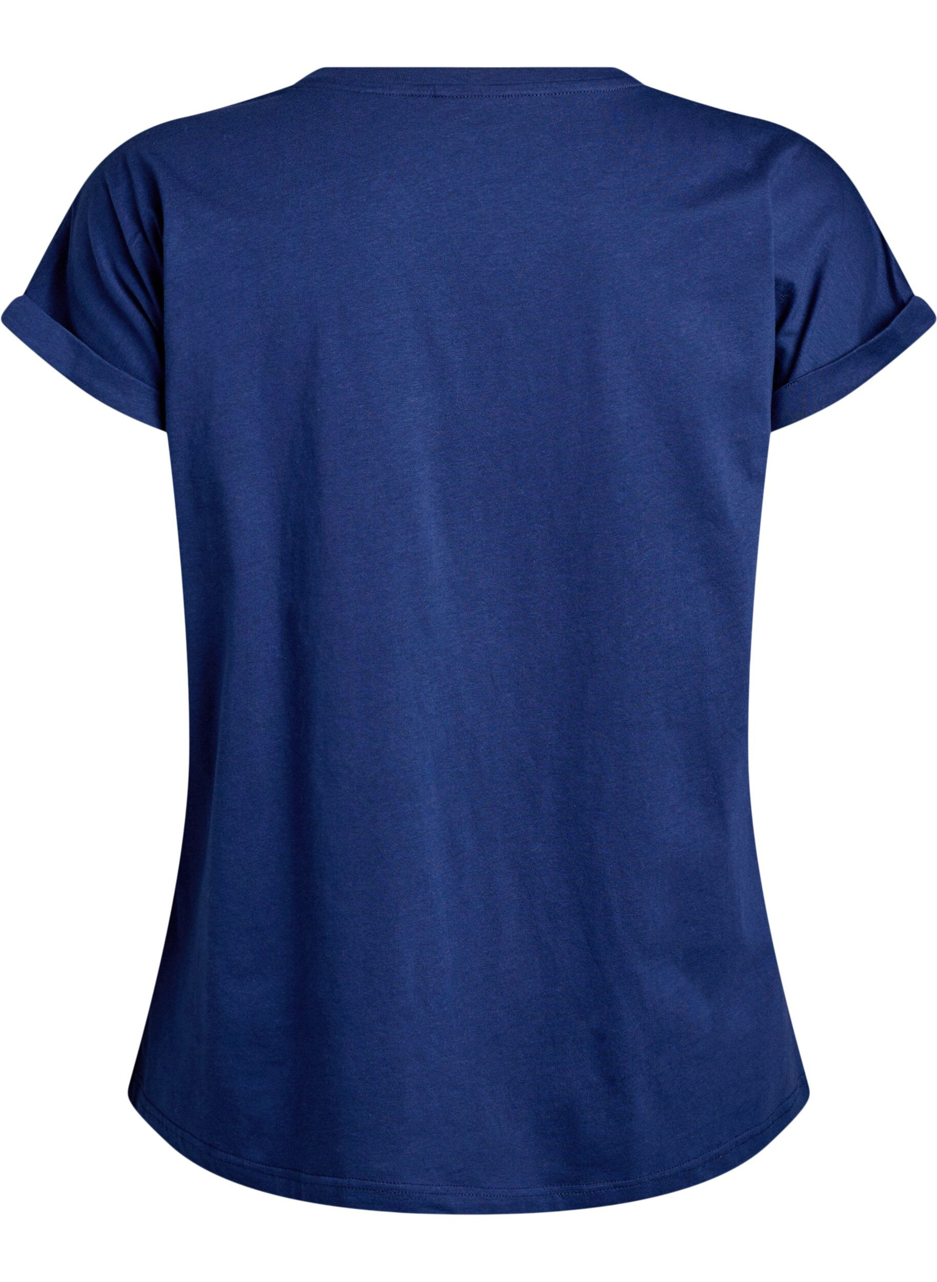 Zizzi T-shirt met gouden bloemenprint, Naval A. Gold Rose, Packshot image number 1