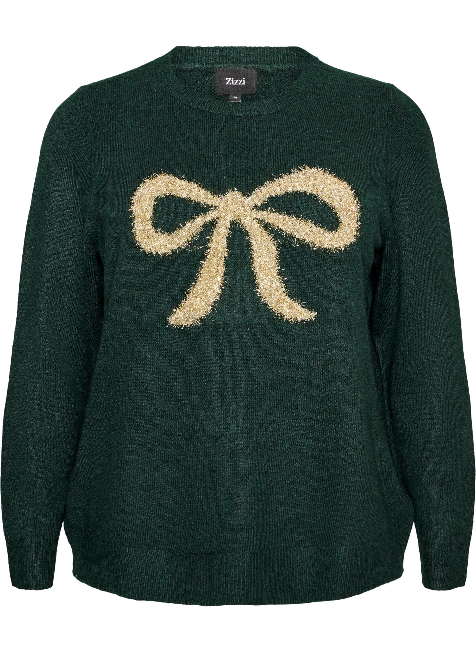 ZizziGebreide jumper met glitterstrik, Groen, Packshot image number 0