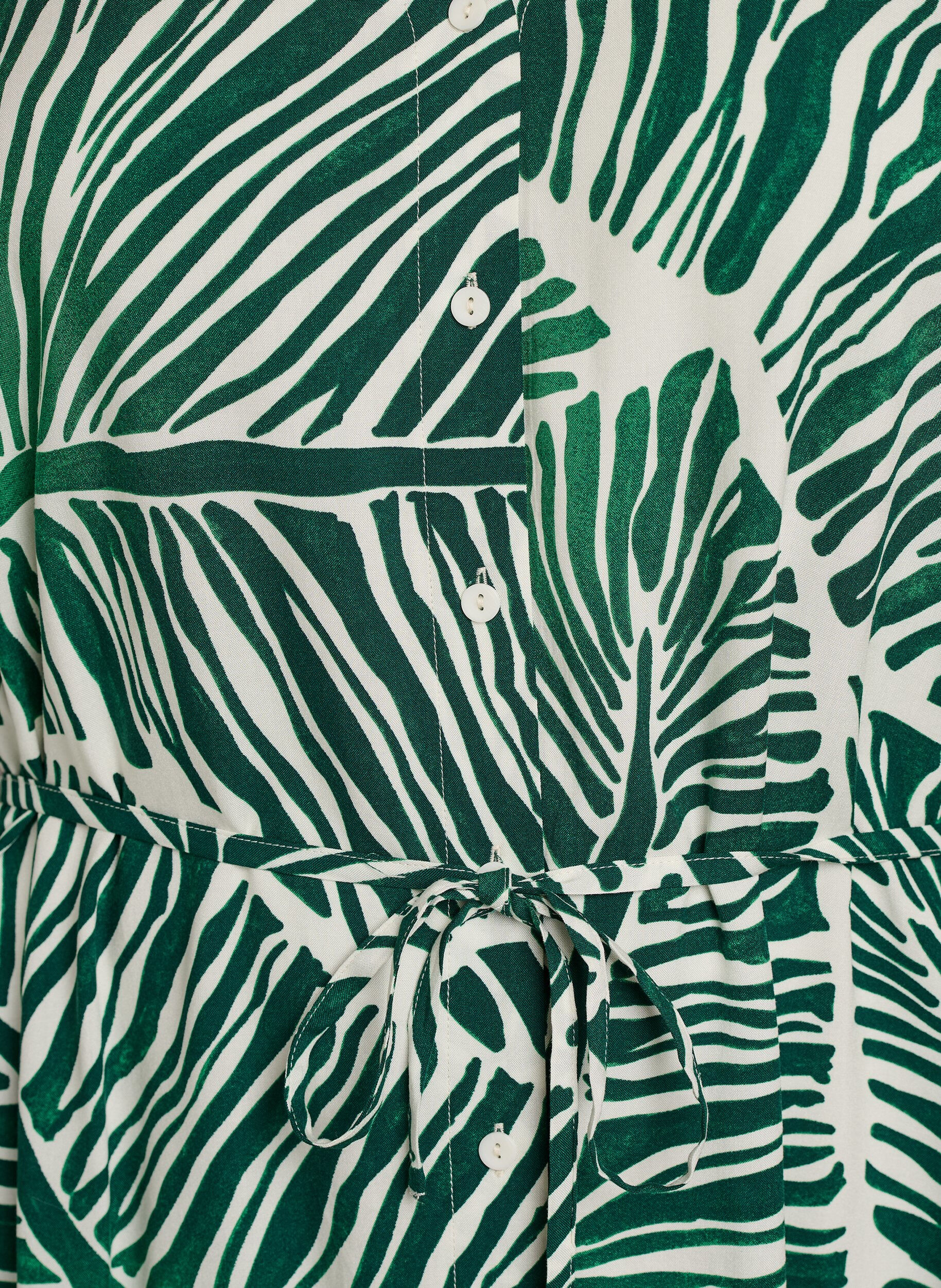 Zizzi Midijurk met print en strikceintuur, Groen, Packshot image number 2