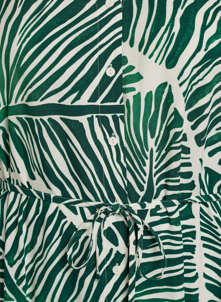 Midijurk met print en strikceintuur, Groen, Packshot image number 2