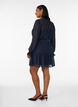 Korte jurk met ruches en een strikceintuur, Blauw, Model image number 2