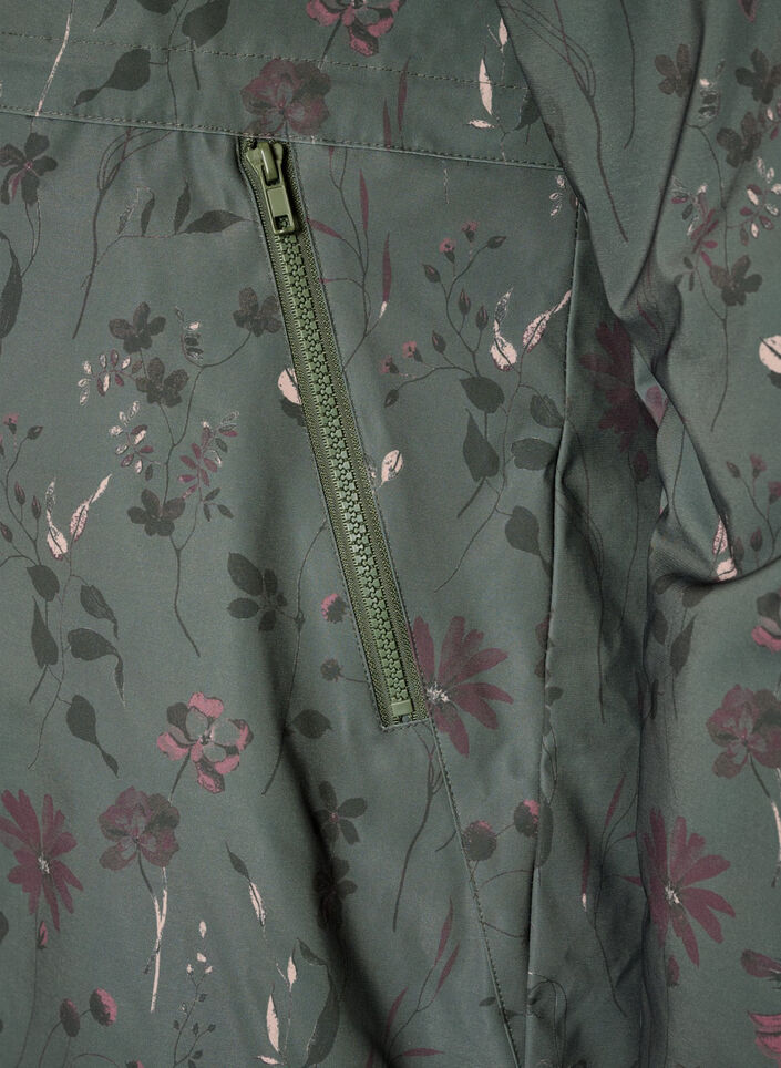 Gewatteerde winterjas met bloemenprint, Groen, Packshot image number 3