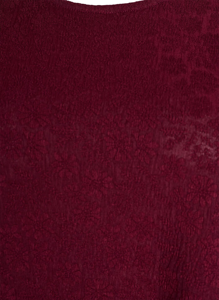 Gestructureerde blouse met korte mouwen, Donker Bordeaux, Packshot image number 2