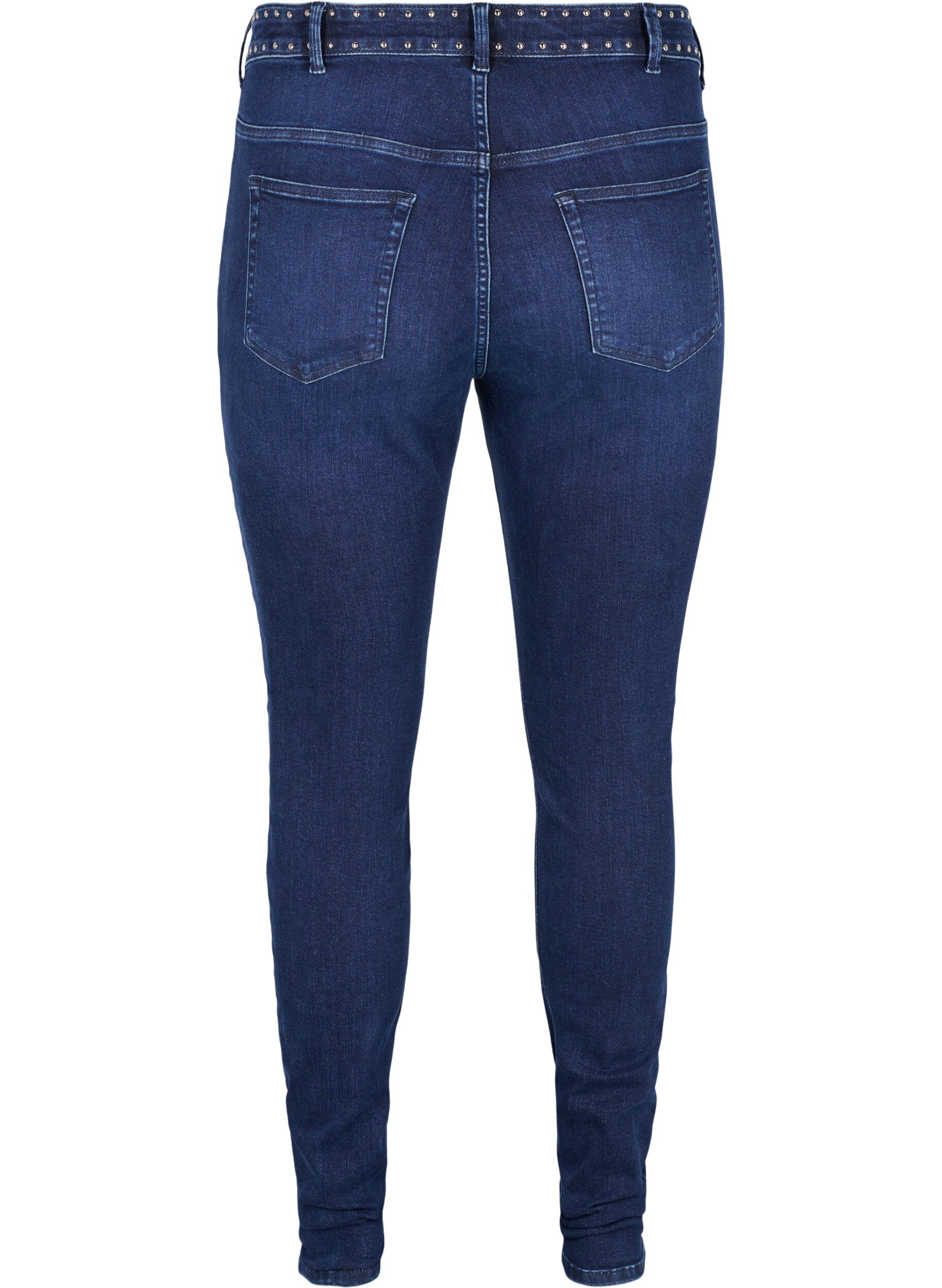 Zizzi Super slanke Amy jeans met klinknagels, Dark blue, Packshot image number 1