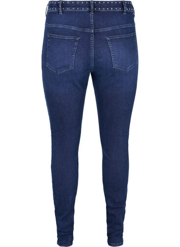 Super slanke Amy jeans met klinknagels, Dark blue, Packshot image number 1