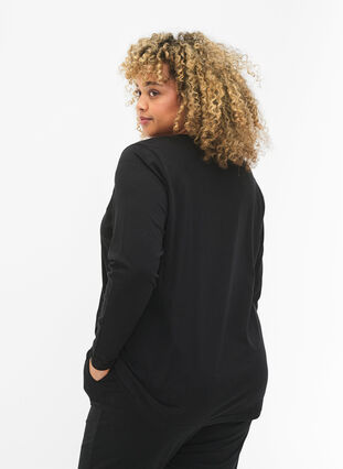 Katoenen nachthemd met tekstopdruk, Black W. Be, Model image number 1