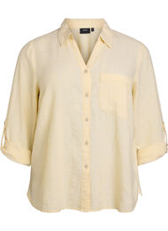 Linnen en viscose shirt met 3/4 mouwen, Geel