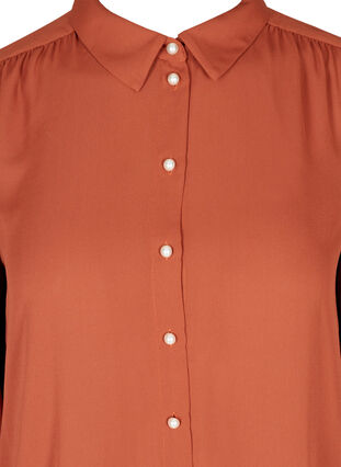 Plissé blouse met parelknopen, Sequoia, Packshot image number 2