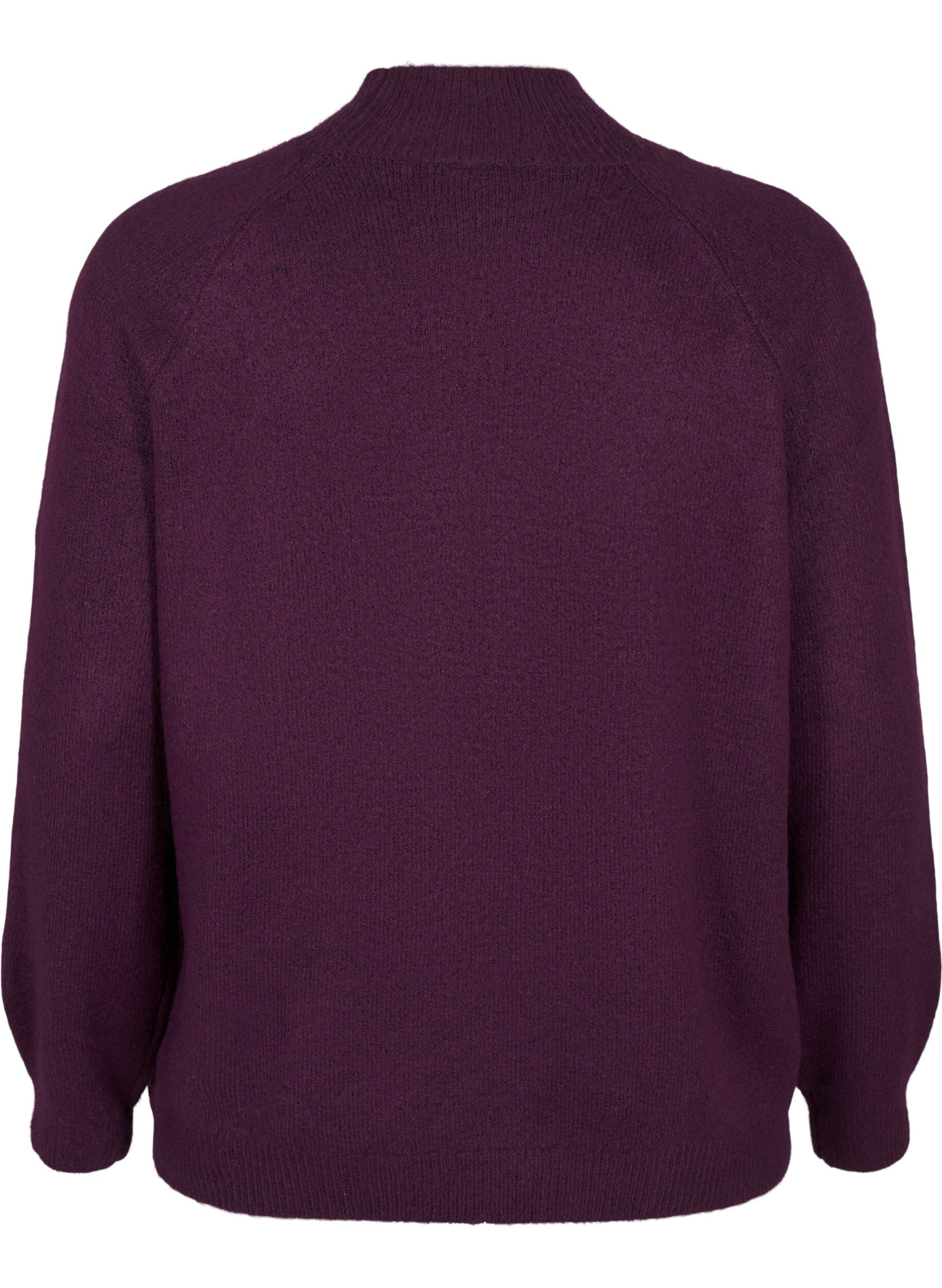 Zizzi Gebreide blouse met strikdetail, Potent P. Black Mel., Packshot image number 1