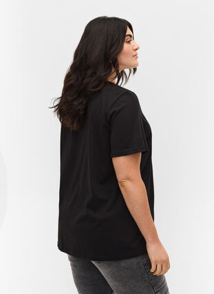 Katoenen t-shirt met korte mouwen en print, Black Embrace, Model image number 1