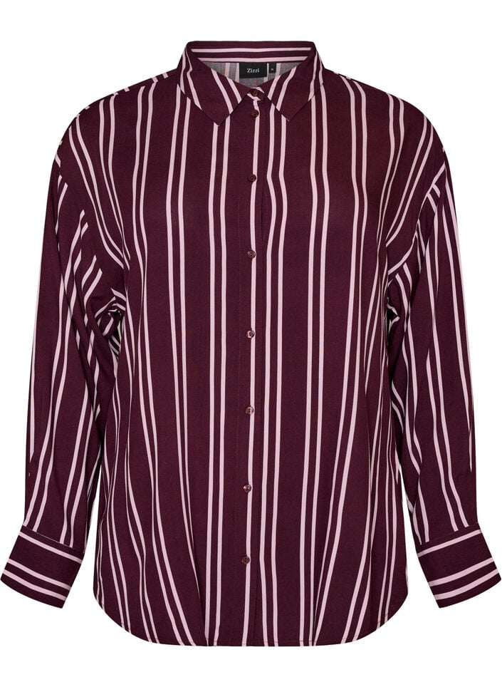Gestreept nachthemd, Donker Bordeaux, Packshot image number 0