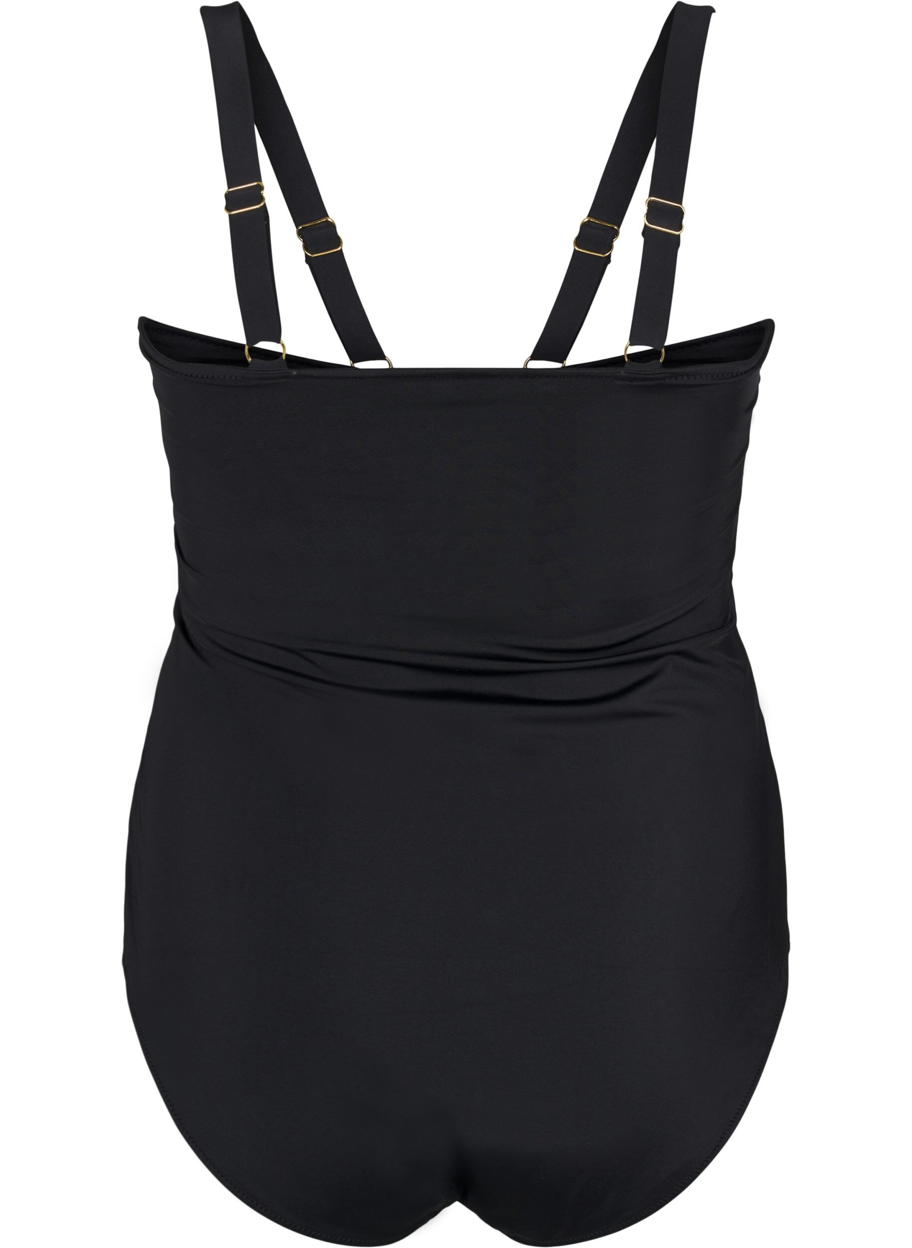 Zizzi Badpak met V-detail en ruches, Zwart, Packshot image number 1