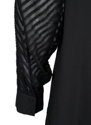 Blouse met hoge hals en lange, doorschijnende mouwen, Black, Packshot image number 3