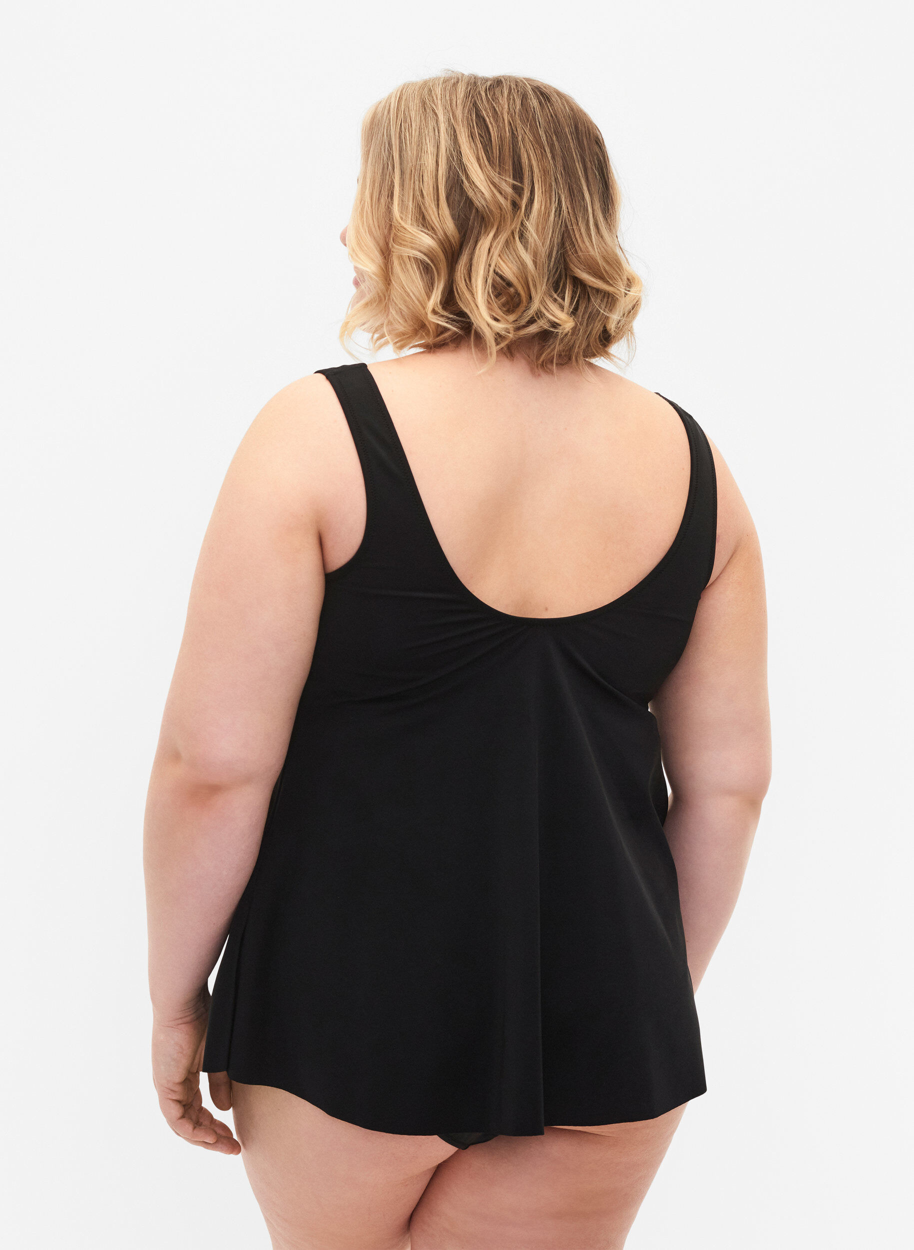 Zizzi Effen tankini met kantdetail, Black, Model image number 1