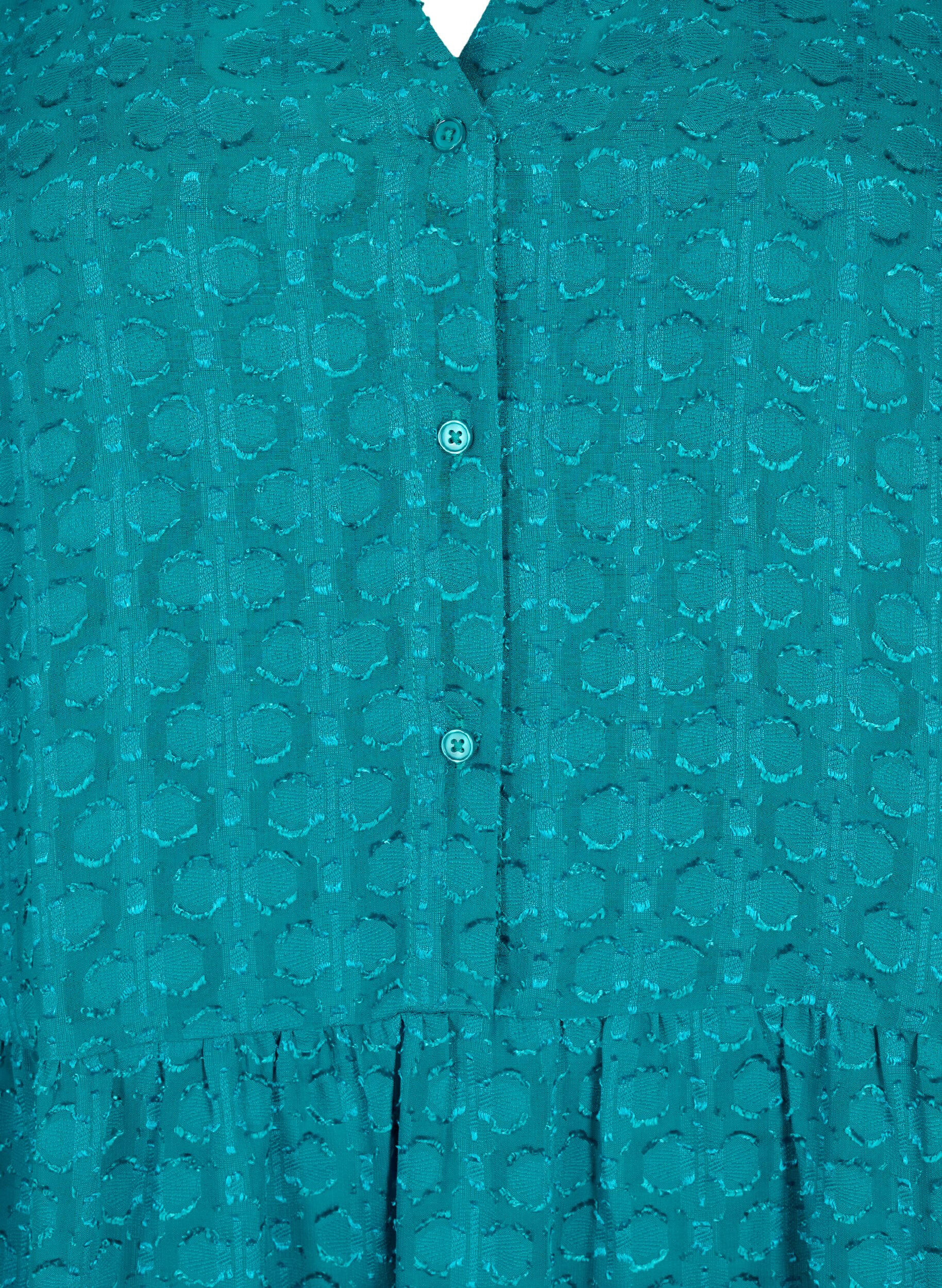 Zizzi Jacquard jurk met ruche kraag, Deep Lake, Packshot image number 2