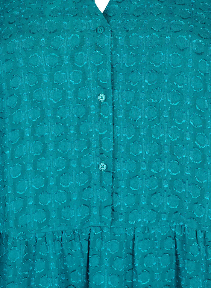 Jacquard jurk met ruche kraag, Deep Lake, Packshot image number 2