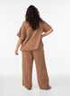 High-waist katoenen mousseline broek met losse pijpen, Bruin, Model image number 1