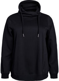 FLASH - Sweatshirt met hoge kraag en zakken, Zwart