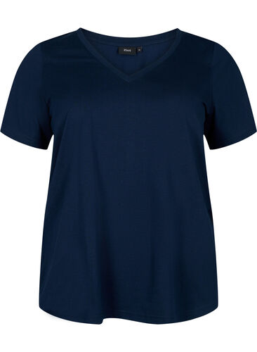 T-shirt met korte mouwen en v-hals, Navy Blazer, Packshot image number 0