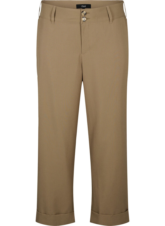 Broek met hoge taille en omslag, Petrified Oak, Packshot image number 0