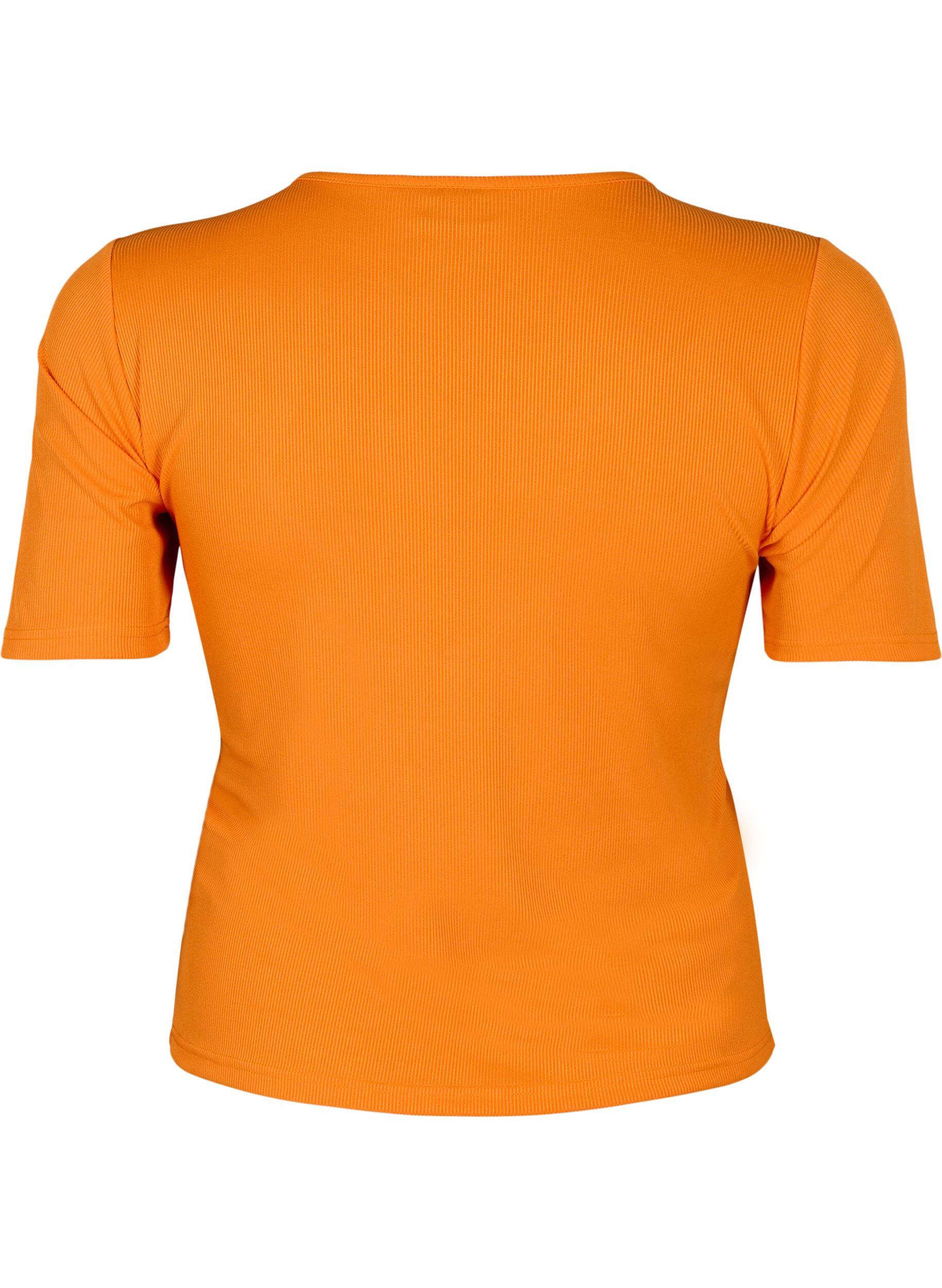 Zizzi Aansluitende blouse met mesh detail, Vibrant Orange, Packshot image number 1